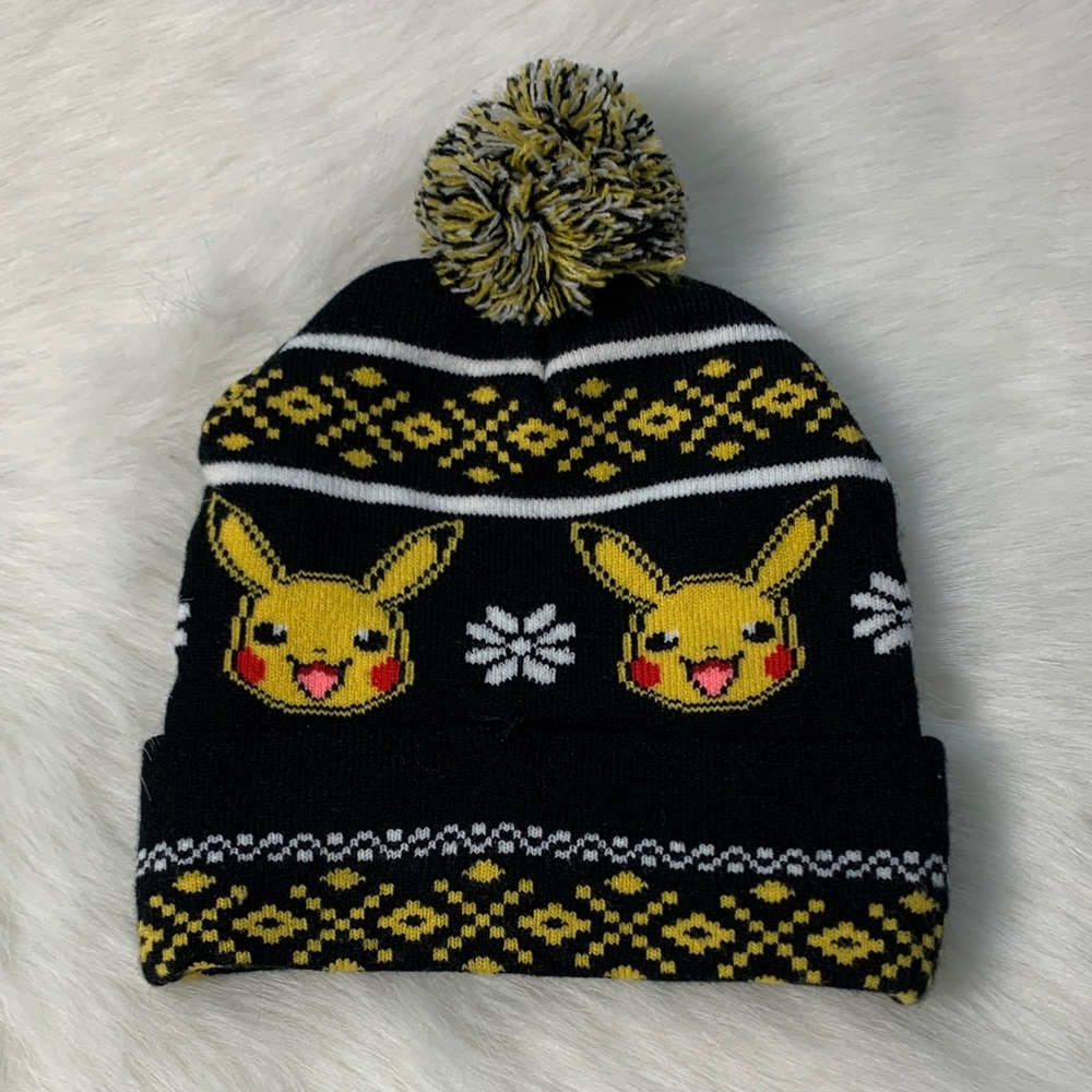 Pokemon Pikachu Patterned Hat - Black and Yellow